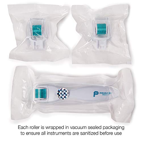 Derma Roller Microneedle 6 Piece Kit [DERMAROLL by Prosper Beauty] Face Roller with 4 Replaceable Heads Exfoliation Microdermabrasion Micro Derma Skin Care Tool Dermaplaning Microneedling