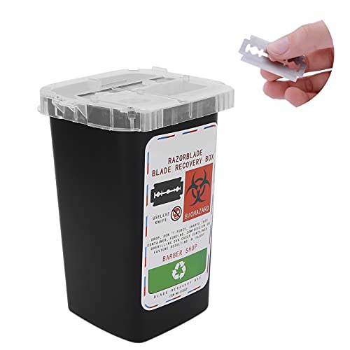 FILFEEL Blade Disposal Box, Disposal Blade Container Barbershop Hair Salon Shaving Knife Blade Disposal Collect Box (Black)