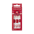 KISS imPRESS Holiday Press On Nails, ¡®Santa Baby¡¯, Red, Short Squoval, Improved Super Hold Adhesive, 30 Fake Nails, Prep Pad, Mini Nail File, & Manicure Stick