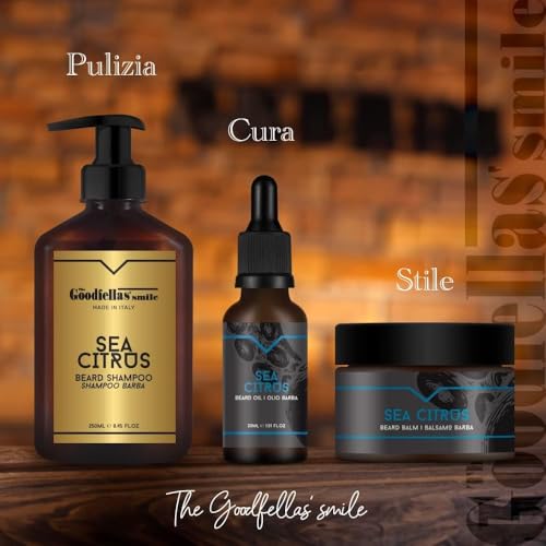 The Goodfellas' smile. Nourishing Beard Shampoo, 250ml/8.5 oz, Made in Italy, Sea Citrus