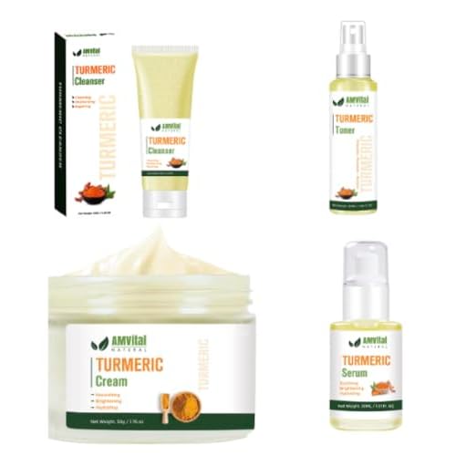 AMVital Turmeric Skincare Bundle ? Cleanser, Toner, Cream & Serum for Radiant, Even-Toned Skin