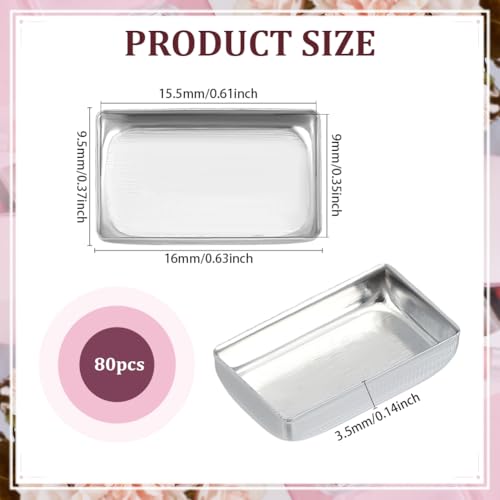 PH PandaHall 80pcs Empty Pans Aluminum Palette Pans Small Make Up Tins Rectangle Eyeshadow Palette Blush Lipstick Organizer for DIY Makeup Pressed Palettes Cosmetic 16x9.5x3.5mm