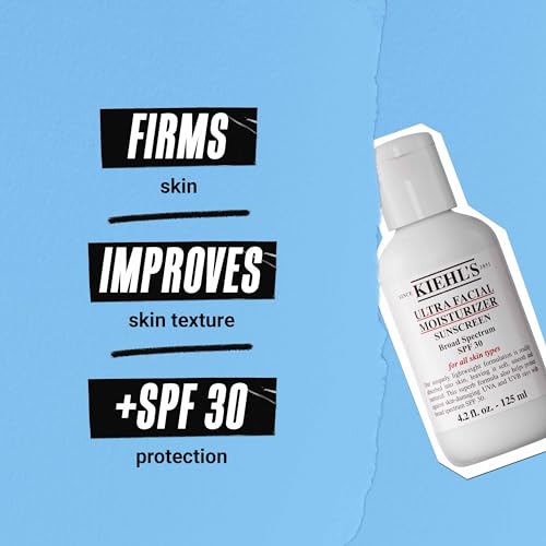 Kiehl's Ultra Facial Moisturizer with SPF 30, Hydrating Face Cream for All Skin Types, UVA & UVB Sunscreen Protection, Skin Feels Soft and Smooth, with Squalane, Paraben-free, Fragrance-free