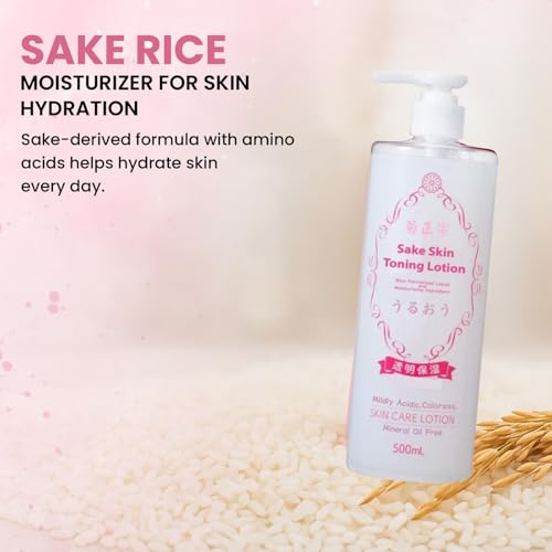 Kikumasamune Moisturizing Face and Body Lotion for Dry Skin, Hydrating Moisturizer Sake Toner Lotion from Japan for Women and Men 16.9 Fl Oz/ 500mL, Clear Moist