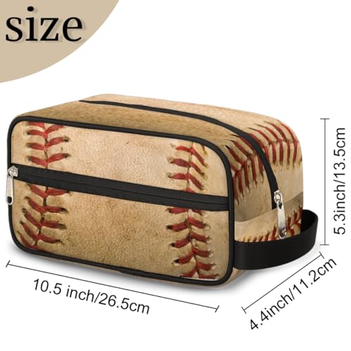 Kids Travel Toiletry Bag - Waterproof Hanging Cosmetic Bag for Boys Men - Large Shaving Bags for Toiletries Accessories Bathroom Stuff, Retro Baseball