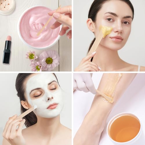 500 Pcs Assorted Waxing Sticks,4 Shapes and Sizes of Wooden Applicator Sticks for Body Legs Face Hair Removal or DIY Craft Projects