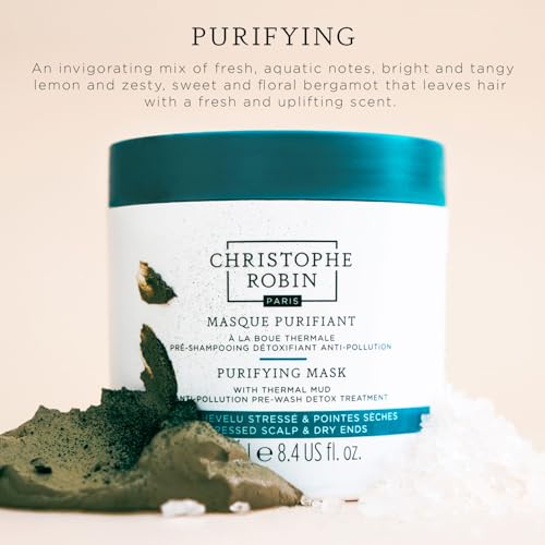 Christophe Robin Purifying Shampoo With Thermal Mud for Soft Lengths and Oily Scalp - Detoxifying 8.4 fl. oz