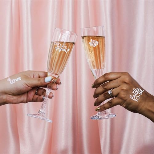 Bride Squad 50+ PCS Bachelorette Temporary Tattoos -Bridesmaid Favor, Bride to Be Gift, Bridal Shower Supplies,Flash Glitter Iridescent Metallic Tattoos Bachelor Party Favors