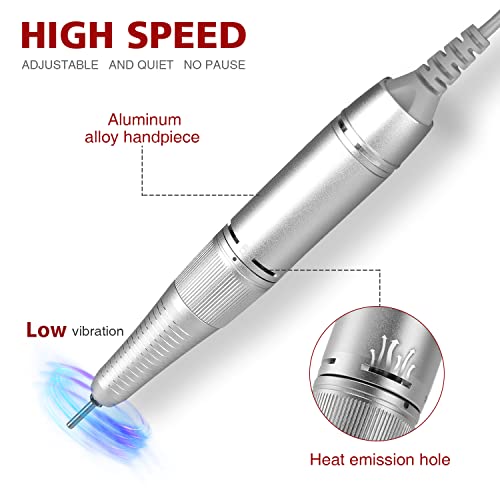 AZ GOGO Electric Nail Drill, 30000RPM Rechargeable Portable Nail Drill Machine for Acrylic Gel Nails, Professional Manicure E-File for Home or Salon Use