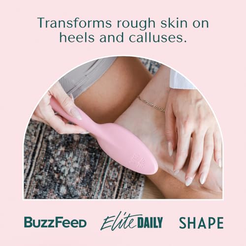 Bare August Glass Foot File Callus Remover for Feet - Heel Scraper & in Shower Foot Scrubber Dead Skin Remover - Pedicure Foot Buffer for Soft Feet (with Handle, Pink) (Pack of 2)