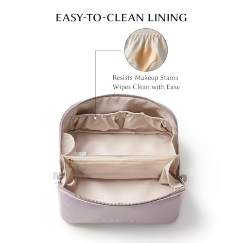 EACHY Travel Makeup Bag, Large Capacity Cosmetic Pouch with Zipper, Waterproof Toiletry bag for Women