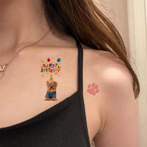 Dog Tattoos for Kids,60 Pcs Cute Pet Dog Puppy Themed Temporary Tattoo for Birthday Party Decorations Supplies Favors, Animal Fake Tattoo Stickers Q852