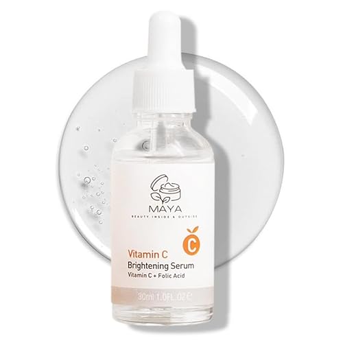 MAYA Vitamin C Brightening Serum with Folic Acid, Face Serum for Hydration & Glow, Lightweight Daily Facial Serum, 30ml