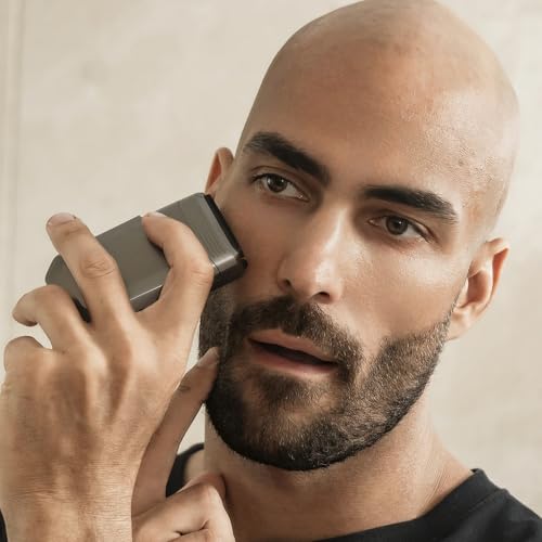 Electric Razors for Men Face - Compact Travel Electric Foil Shavers for Mens Bald Head - Small Portable Face and Head Shavers IPX7 Waterproof Wet and Dry, Dual-Action Blades and USB-C Rechargeable
