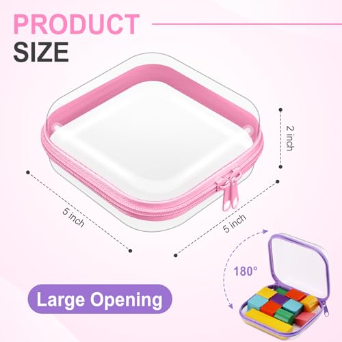 Hoolerry 4 Pcs Hard Clear Zipper Case Makeup Bags Plastic Zipper Pouch Transparent Storage Box Containers for Cosmetics, Snacks, Building Blocks, Puzzles(Clear,5 x 5 x 2 in,Multicolor)