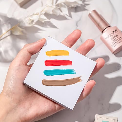 200 Sheets 3 x 3 inch Disposable Nail Polish Palette Paper, Waterproof Makeup Mixing Palette Paper Gel Nail Mixing Tool with 1 Pc Nail Palette Stirring Rod White