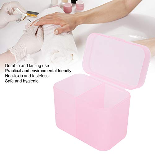 2 Grids Nail Storage Box Nail Polish Remover Pad Storage Box Container Box Plastic Box Transparent Box Makeup Storage Box Safe and Hygienic Suitable for Home Salon(PINK)