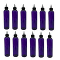 Natural Farms 8 oz Purple Cosmo Plastic Bottles -12 Pack Empty Bottle Refillable - BPA Free - Essential Oils - Aromatherapy | Black/Natural Twist Top Cap - Made in the USA
