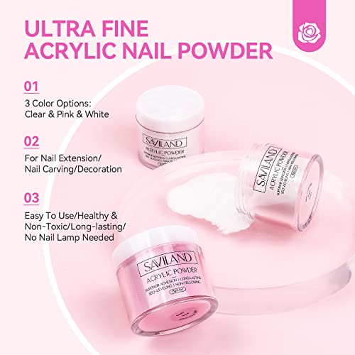 SAVILAND Acrylic Nail Kit for Beginners: Professional Nail Kit Acrylic Set with Everything Nail Drill Acrylic Powder Monomer Liquid Gel Nail Polish U V Nail Light Christmas Gift Home Extension