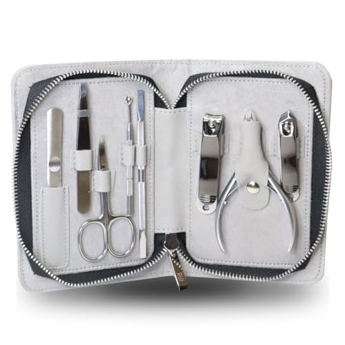 Rui Smiths Pro Stainless Steel 8-Piece Manicure Kit For Home And Salon With Professional Precision Cuticle Nipper And Metal Pusher Style No. 105