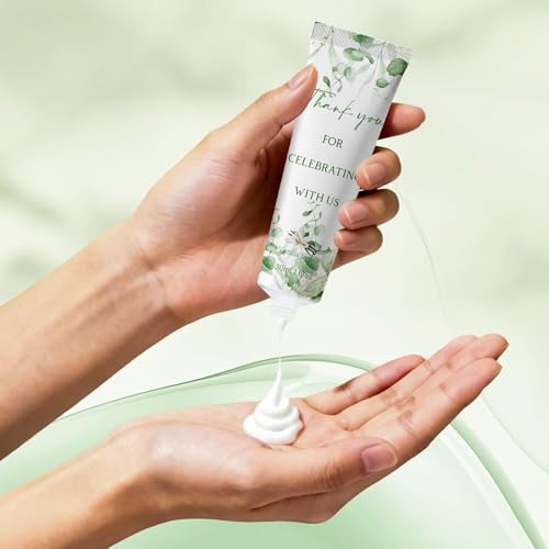 50 Sets Moisturizing Hand Cream Lip Balm Gift Kit for Wedding Return Thank You Welcome Gifts Sage Green Eucalyptus Leaf Theme Baby Shower Birthday Gifts Party Favors Games Prizes Winter Wedding Guests