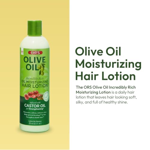 ORS Olive Oil Incredibly Rich Oil Moisturizing Hair Lotion Infused with Castor Oil for Strengthening 8.5 Ounce