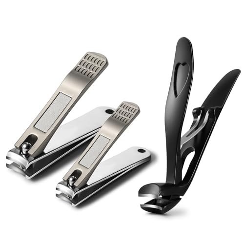 BEZOX Fingernail Clippers and Toenail Clipper for Seniors - Black+Gray