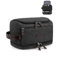 ZOMFELT Toiletry Bag for Men, Dual Layers Canvas Travel Toiletries Bag, Water-Resistant Travel Organizer with Elastic, Large Capacity Dopp Kit, Hanging Shaving Hygiene Bag, Black, L