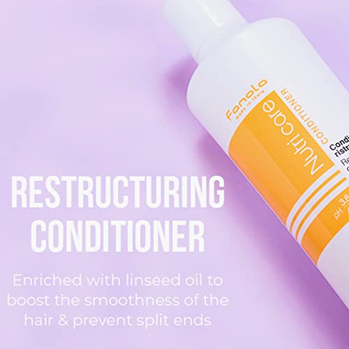 Fanola Restructuring Hair Conditioner for Women & Men - Hydrating Conditioner for Dry Hair with Argan & Linseed Oil - Repairing, Nourishing, Anti-Frizz Formula for Damaged Strands (11.8 Fl oz)