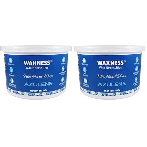 Wax Necessities Waxness Azulene Stripless Hard Wax Tin 14 Ounces (Pack of 2)