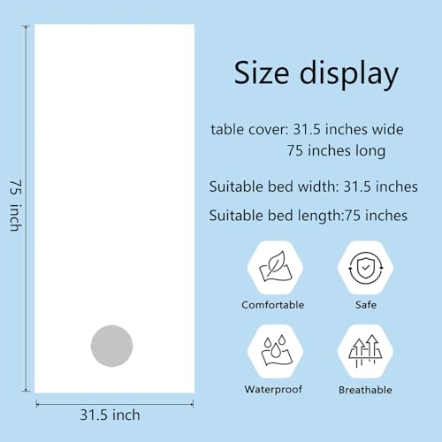 Premium Reusable Massage Table Sheets Bed Cover 75 x 31.5 Inches with Face Hole, Fitted Table for Master Massage, Mat for Esthetician, Waterproof, Oilproof, Machine Washable (White, 75 x 31.5 Inches)