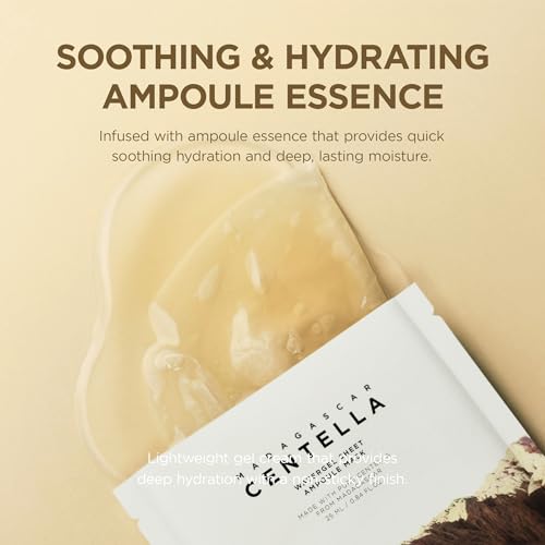 SKIN1004 Madagascar Centella Watergel Sheet Ampoule Mask, 5ea, Korean Face Mask with Centella Asiatica, Hydrating Face Mask Sheet infused with Centella Ampoule for Deep Hydration, Korean Skin Care
