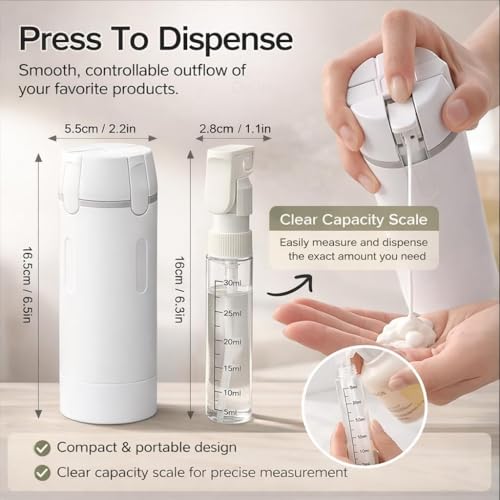 4 in 1 Travel Dispenser, 4 Pack 30ML Travel Bottles for Toiletries, Leak Proof Travel Size Containers, Portable for Shampoo Lotion Conditioner Cream (Green)