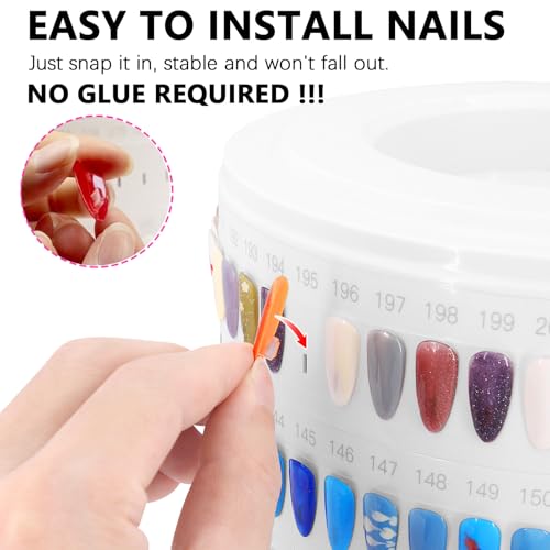 Upgraded Nail Polish Display Book 300 Colors, Professional Nail Color Sample Display Show with Transparent Nails Tips and Nails Polish Number Stickers