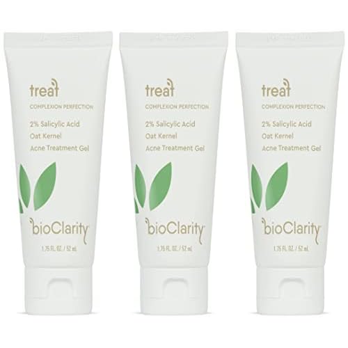 bioClarity Acne Treatment Gel | 2% Salicylic Acid + Moisturizing Oat Kernel | 100% Vegan, Clean Ingredients | 1.75 Fl Oz (Pack Of 3)