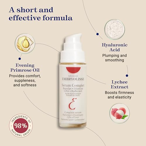 Embryolisse Complete Serum. Advanced Hydrating Formula With Hyaluronic Acid. Replumps, Illuminates, Lifts, Firms, 1.01 Fl Oz
