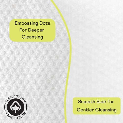 Swisspers Premium 100% Cotton Dry Facial Wipes - Hypoallergenic, Biodegradable Beauty Cloths with Dot Embossing - Vegan Makeup Remover Towelettes for Women & Men, 40 Count (Pack of 4)