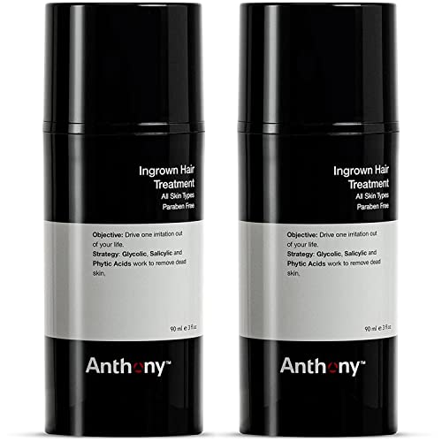 Anthony Ingrown Hair Treatment for Men (Pack of 2) ? Gel Solution to Calm Down Razor Burn ? Scar and Redness Eliminator, Bump Removal ? 3 Fl. Oz