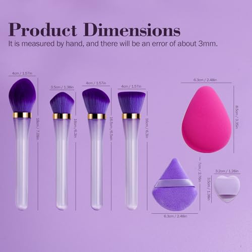 BS-MALL Professional 4 Pcs Makeup Brush Set WithTriangle Sponges, Extra-large Dual-purpose Makeup Sponge & Soft Finger Sponges for Flawless Daily Use - Travel-friendly Multi-purpose & Makeup Sponges