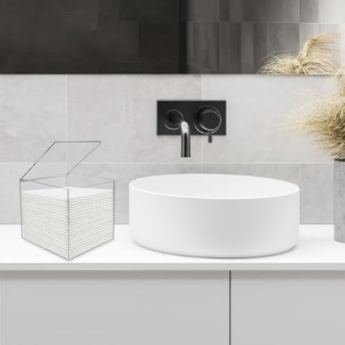 Disposable Face Towel Storage Box,Clear Acrylic Towelette Holder Container Compatible with 50 Facia Towels XL Clean Skin Club for Bathroom Organization