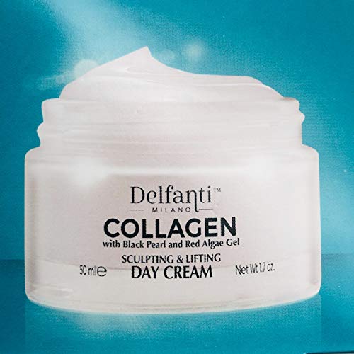 Delfanti-Milano ? COLLAGEN SCULPTING AND LIFTING Day Face Cream ? Face and Neck Moisturizer with BLACK PEARL and RED ALGAE GEL? Made in Italy