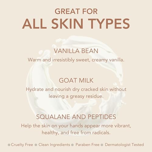 Dionis Goat Milk Vanilla Bean Youth Boosting Hand Cream with Peptides and Squalane 2oz (Pack of 1)