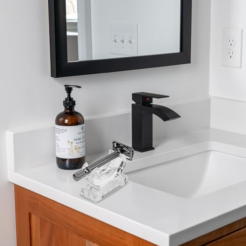 Linkidea Acrylic Men's Razor Stand Holder, Stable Storage Bracket Bathroom Countertop Organizer, Easy Clean, Compatible with Gillette Fusion 5 Power, Merkur 23C, Shaving Revolution (Clear)