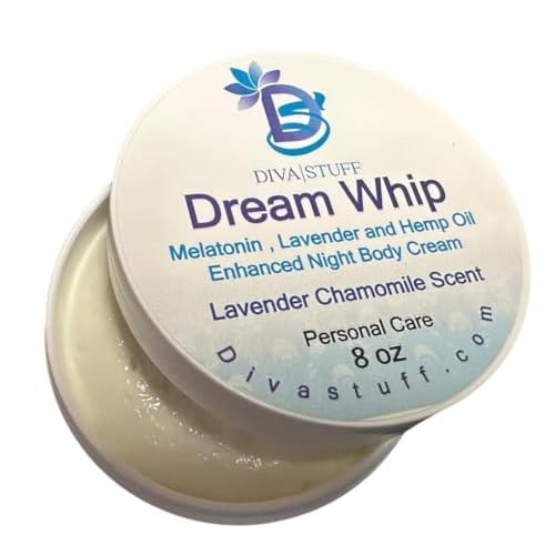Diva Stuff Dream Whip Magnesium and Hemp Enhanced Night Body Cream for Relaxation and Bedtime Routine, Lavender Chamomile ? 8 oz (Made in the USA)