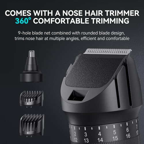 Beard Trimmer for Men - Professional 42 Adjustable Length Settings Hair Clippers, Christmas Gift Body Hair Trimmer for Men Precision Shaving Facial Head Nose Trimmers LED Display Mustache Trimmers