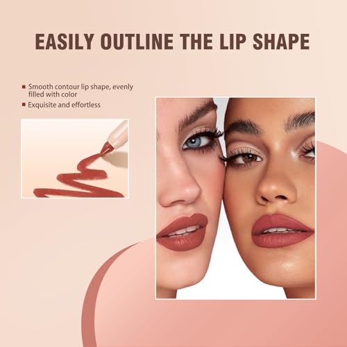 6 Pcs Sheer Matte Lip Liner Lipsticks Set with Retractable and Long-Lasting Lip Crayon Lipstick for Gift Women Makeup