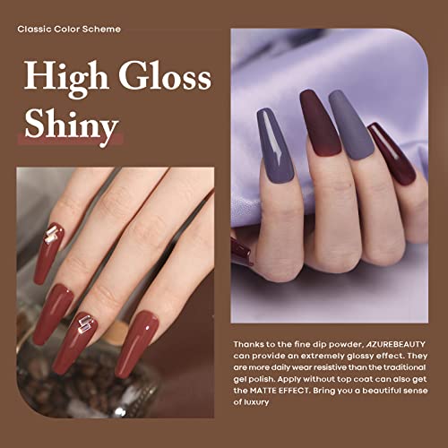 AZUREBEAUTY Brown Nude Nail Polish Set, Fall Winter Quick Dry Natural Nail Lacquer Strengthening Treatment Kit with Top Coat DIY Salon at Home