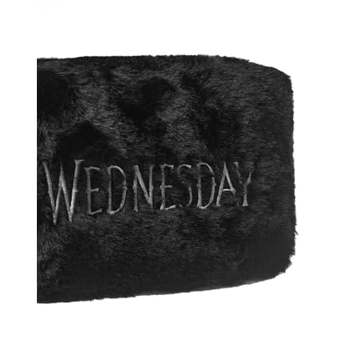 Wednesday Make Up Bag & Mirror | Addams Cosmetic Zip Up Container with Portable Accessories | Ladies Makeup Travel Pouch for Women & Teens | Netflix Series Merchandise Apparel Gift