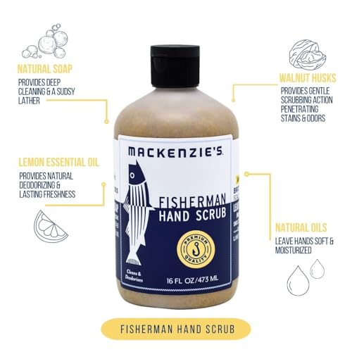MacKenzie's Fisherman Hand Scrub - Gifts for Men - Gifts for Fishermen - Gifts for Cooks - Gifts for Gardeners - Hand Cleanser - Hand Deodorizer - 16 oz.