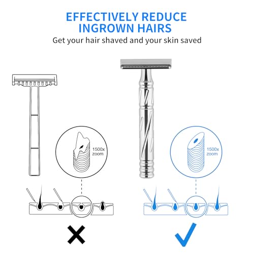 KAMPFE Double Edge Safety Razor Shaver Adopts CNC High-Precision Processing,Women and Mens razors for Shaving,30-degree Shaving Angled Head (aggress+++)